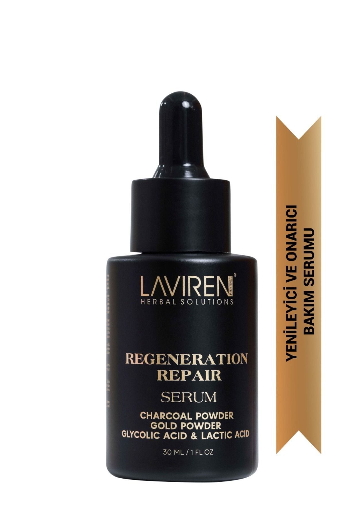 Cilt Yenileyici Ve Onarıcı Bakım Serumu Altın Tozu & Odun Kömürü & Glycolic Acid 30 ml